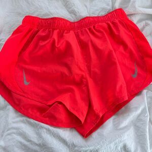 NIKE Orange Running Double Small Swoosh Women's Red Shorts Exclusive Color